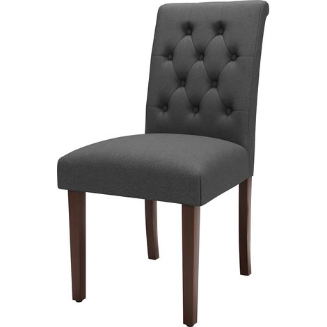 Chaise de Salle à Manger, Chaises Rembourrées Gris, 1 pc  Chaises de Cuisine, Chesterfield Capitonné, en Bois Massif, Confortable, pour Salle à Manger, Cuisine, Hôtels et Appartements (1/5)