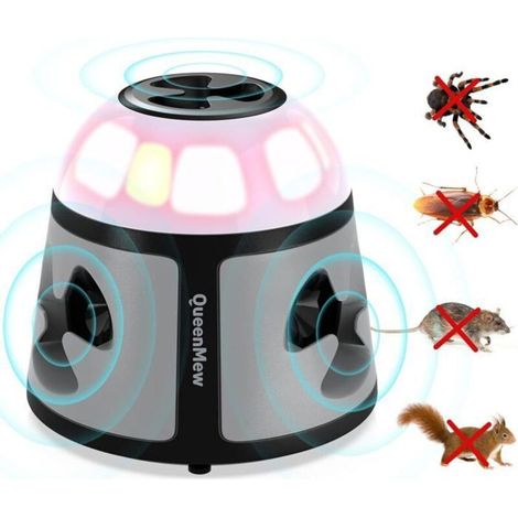 Ultrason Souris et Rats 360° Appareil Ultrason Souris avec Lumière LED Plug in Repulsif Souris Anti Rongeur