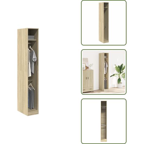 Kleiderschrank Sonoma-Eiche 30x50x200 cm Holzwerkstoff - Kleiderschrank - Kleiderschränke - Schrank - Kleider Organizer (1/5)