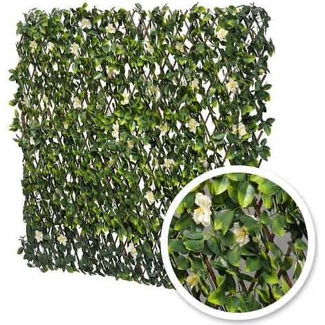 Treillis extensible feuilles de jasmin fleuri, Long 8 m, Hauteur 1 m