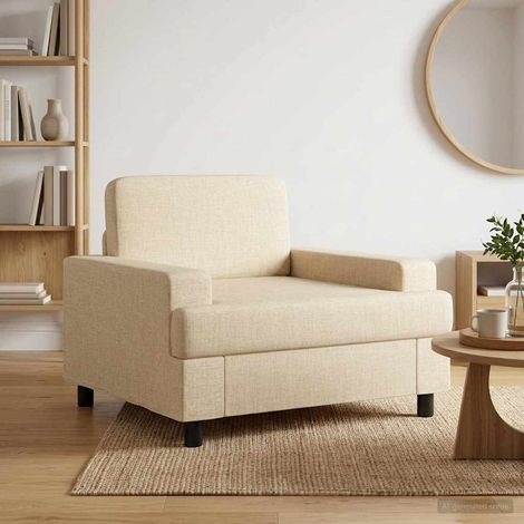 vidaXL Fauteuil Crème Tissu (1/5)