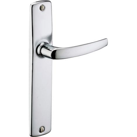 1 - Poignée De Porte - Acier Embouti - Usage Sans Trou - Entraxe 165 mm - Carré 7 mm - Finition Chromée - Gris (1/4)