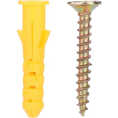 Cheville d'expansion en plastique M6 avec vis autoforeuse, kit de fixation murale pour bricolage, lot de quincaillerie robuste. (1/5)