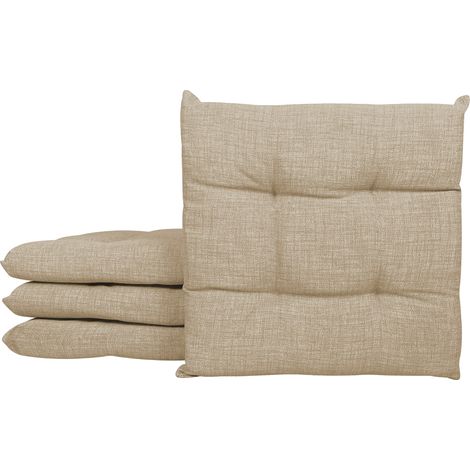 Set 4/6 Cuscini Sedia Con Lacci Cuscino 4 Punti Imbottiti Spessore 6 Cm Tortora - 4 Pezzi