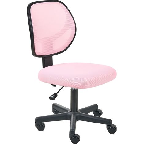 Sedia da ufficio imbottita senza braccioli con seduta girevole e regolazione dell'altezza rosa pastello Joyful