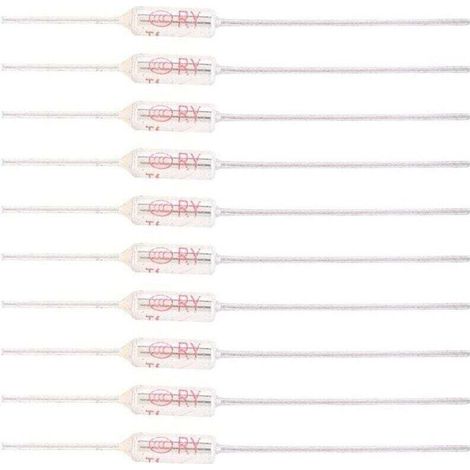 10 Stück Thermosicherungen 250 V 10 A 77 °C, Thermosicherung mit Metallgehäuse, TF-Temperatursicherung 72250 °C (77 °C)