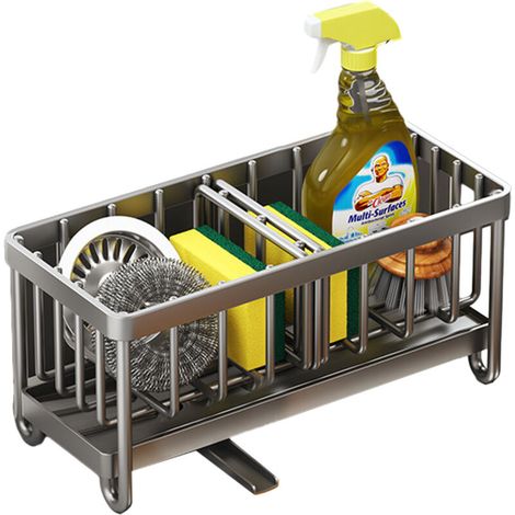 Porta spugne da lavello in acciaio inox – Elegante organizer da cucina con vaschetta e scomparto separato per spugne e spazzole.