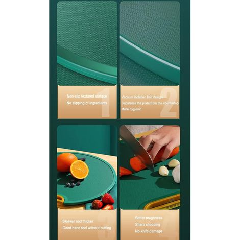 Planche a Decouper, Ronde Debout Planche a Decouper Plastique, Poignée Rotative Peut, Accessoires de Cuisine Lavables au Lave-vaisselle, Pour Viande, Légumes, Fruits(31cm, Vert) (1/5)