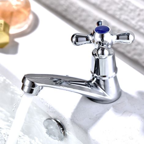 Robinet d'eau froide simple Robinet d'eau froide chromé simple Robinet de lavabo pour salle de bains principale Lavabo de cuisine Bassin de cuisine avec filtre (1/5)