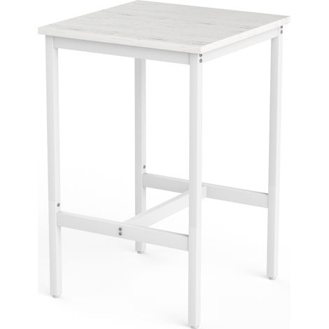 Conjunto de mesa alta y 2 taburetes blancos de estilo industrial con estructura de acero (1/5)