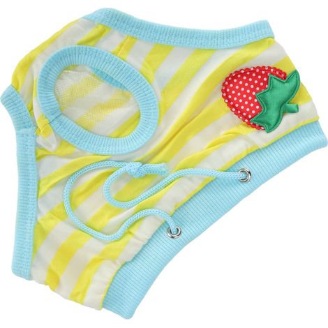 Culottes hygiéniques pour cochons, motif fraise, réutilisables, jaune, taille S (1/5)
