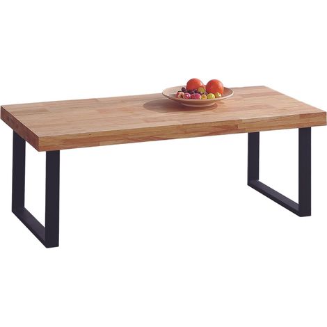 Table basse fixe en chêne noir – Style industriel moderne – Plateau épais 54mm – Dimensions 120x60x43,5cm – Pour salon contemporain – Mirakemueble (1/5)