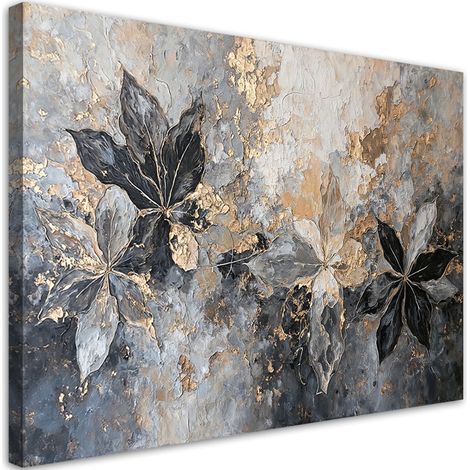 Tableau déco Feuilles abstraites texture or 60x40 (1/5)