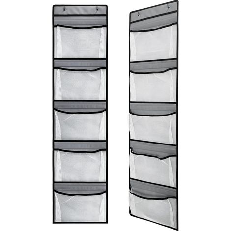 Rangement suspendu pour porte - Pour organiser derrière une porte, chambre, chambre d'enfant, salle de bain - 2 articles - Gris (1/5)