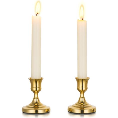 Bougeoir Doré Chandelier en Métal: 2 Pcs Bougeoir en Laiton Porte-Bougies à Cône Photophore de Fenêtre Vintage pour Centre de Table Mariage Noël Cheminée Décoration Intérieure (1/5)