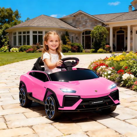 Coche Eléctrico para Niños de +3 Años con licencia Lamborghini Batería 12V Mando a Distancia 2,4 G Motor Doble Rosa (1/5)