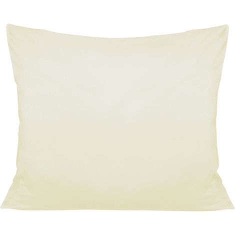 Taie d'oreiller 50x70 cm en satin de coton, écru crème, lisse (1/3)