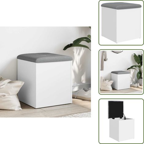 The Living Store Sitzbank mit Stauraum Weiß 42x42x45 cm Holzwerkstoff - Wohnzimmer Dekoration - Stauraumbank - Beistelltisch - Garderobe - Etagenwohnung Möbel