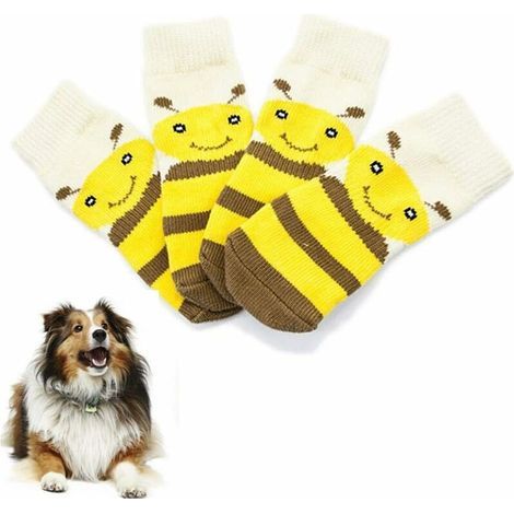 Hundesocken, Hundestiefel, Hundeschuhe, Hundepantoffeln, rutschfeste Hundeschuhe für verletzte Pfoten, wasserdicht, Bienenmotiv, Größe 4XL (1/5)