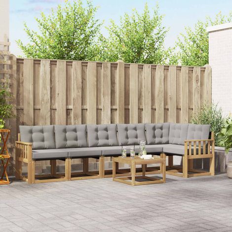 vidaXL Outdoor-Sofagarnitur mit Kissen 7 pcs Weiß und Hellgrau (1/5)