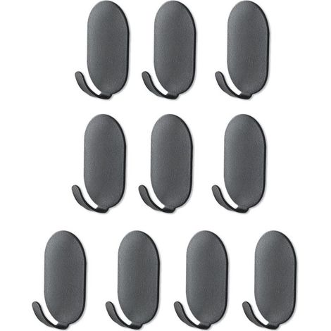 10 Pack Black Self Adhesive Hooks - Nail Free Black Wall Hooks - Stick on Wall Hooks for Bathroom, Kitchen, Office, Sink, Fridge, Heavy Duty Black Hooks (1/5)