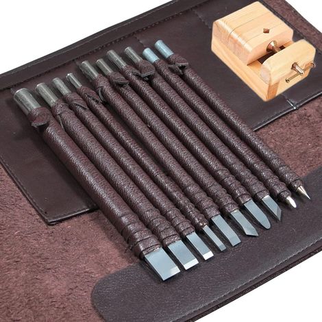 10PCS Outil Tailleur De Pierre, Burin Pierre Sceau Graver, Outils À Découper En Acier Tungstène, Ensemble L'outil Gravure Professionelle Artistique - (1/5)