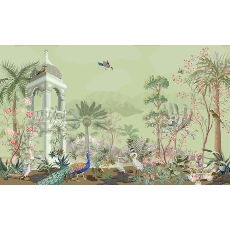 Papier peint panoramique - Jardin Oiseaux - 130 cm x 79 cm (1/2)