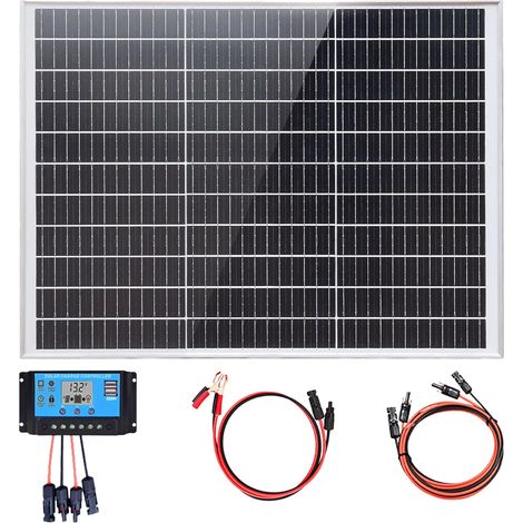 kit panneau solaire 60w 12v Module mono 60w alimentation extérieure 10A 12v / 24v contrôleur de charge solaire pour extérieur, lumières LED, jardins, ventilateurs, caravanes (1/5)
