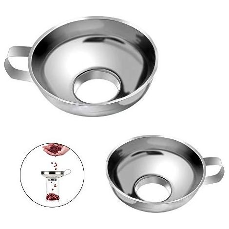 Imbuto per conserve in acciaio inox, 2 pezzi, per trasportare liquidi, oli, polveri, legumi e marmellate. (1/5)