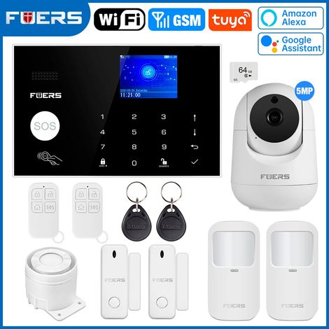 (Pack 3) Système d'alarme de sécurité domestique sans fil Wi-Fi GSM, compatible avec le contrôle via application. (1/5)