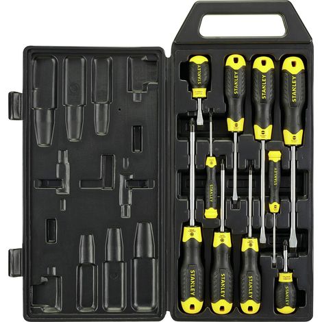 Stanley Set di 10 cacciaviti CushionGrip nero e giallo (1/5)