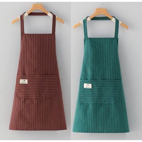 Grembiuli da cucina, set da due pezzi, regolabili, impermeabili con due tasche, unisex, per chef, giardinieri, ristoranti, griglierie, bar, ecc. (1/5)
