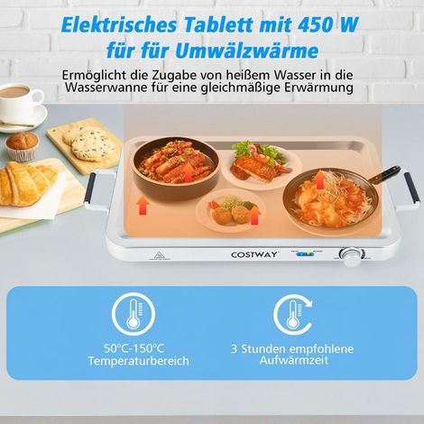 Design Inox Chauffe-Plat Électrique Buffet Chauffant 450W Maintien au Chaud 50-150°C 3 Bacs 9L pour Fête et Réception (1/5)
