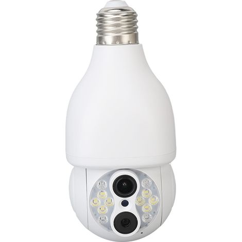 Caméra de surveillance WiFi double objectif 1080P HD, vision nocturne, intercom bidirectionnel, ampoule caméra, AC110‑240V (1/5)