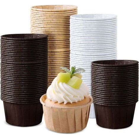 150 Pieces Cupcake Box, Cupcake Pan, Mini Muffin Box, Disposable Cupcake Pan, Pastry Box for Wedding, Birthday, Party, Cowhide, White, Coffee (1/4)