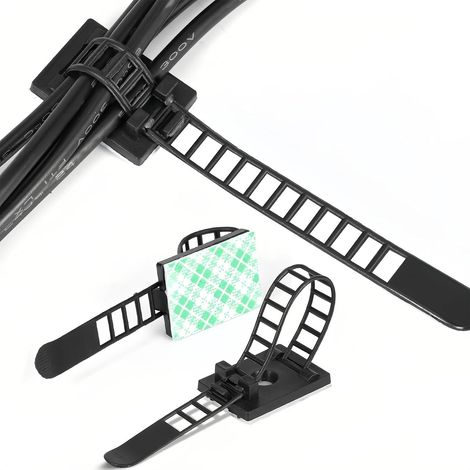 50 Attaches Câbles Adhésives avec Fixation par Vis, Clips de Gestion des Réglables en Nylon, Attaches de Gestion des Câbles Réutilisables pour la Maison, le Bureau et L'atelier (1/5)