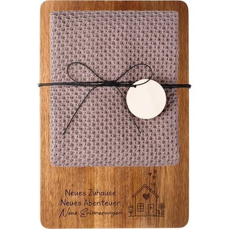 Cadeau de Pendaison de Crémaillère Planche à Découper en Bois Torchon Cuisine Coton Cadeau pour Nouvelle Maison Appartement Cérémonie Clôture (1/5)