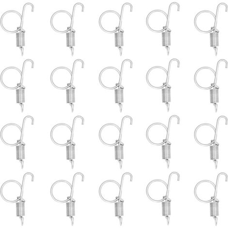20 Crochets à Ressort Métalliques pour Portes de Cage - Fixation pour Enclos de Lapins et Équipement Agricole (6x2.1cm)