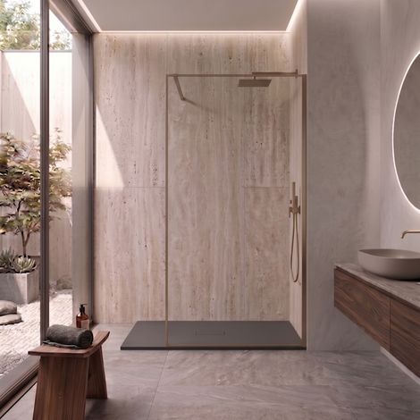 Parete Walk-in 100 cm Vetro Trasparente e Profilo Mud - Escape (1/3)