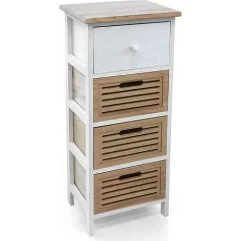 Cómoda de madera blanca 34 x 25 x 78 con cuatro cassetti in legno naturale