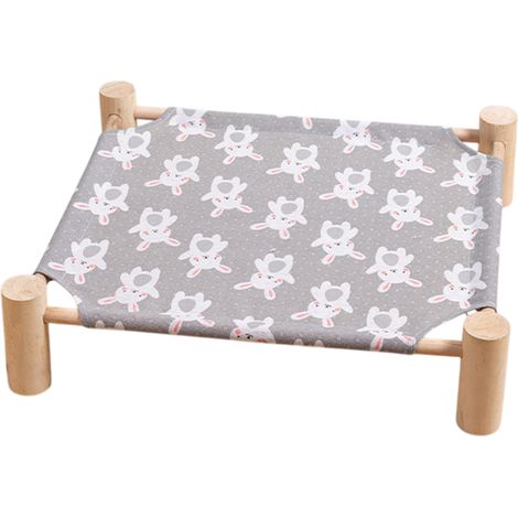 1 lit pour chat, structure surélevée en bois, tissu respirant, usage intérieur/extérieur, adapté chats chiens lapins (1/5)