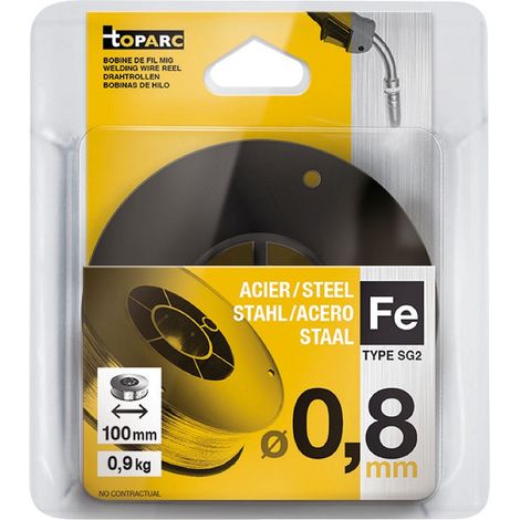 Filo di acciaio ø 0,8 mm - Bobina di plastica S100 0,9 kg - ER70S-6 / G3Si I1