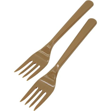 FORCHETTE DI PLASTICA SET 40 PZ COLORE ORO DA TAVOLA E PER FESTE RIUTILIZZABILI