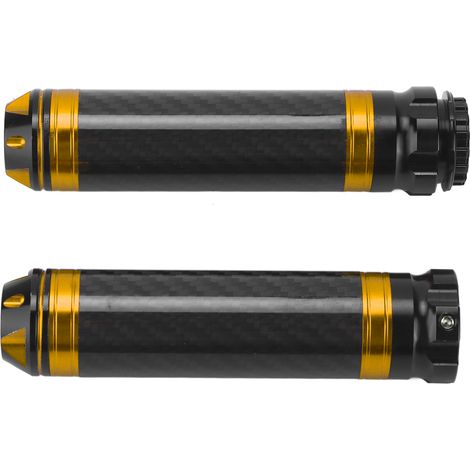 Poignées de guidon moto 2 pièces carbone, résistantes à la corrosion et imperméables, universelles pour guidon 7/8 pouces, doré. (1/5)