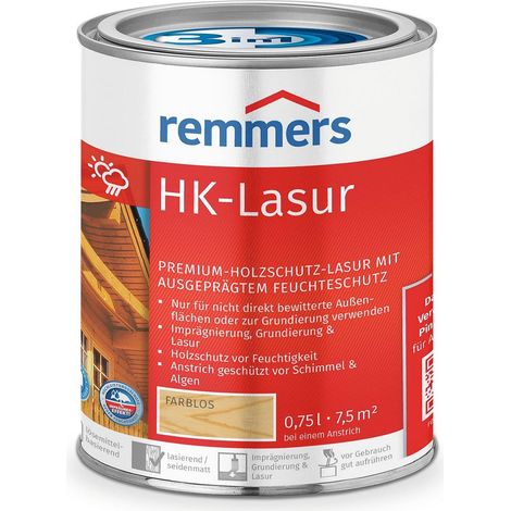 Remmers HK-Lasur 3in1 farblos, 0,75 Liter, Holzlasur aussen, 3facher Holzschutz mit Imprägnierung + Grundierung + Lasur, Feuchtigkeit- und UV-Schutz