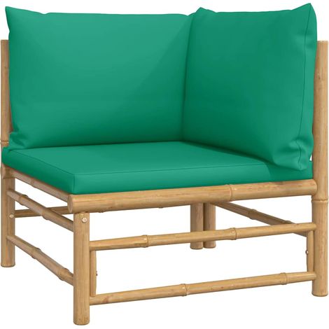 Canapé d'angle de jardin Divan de jardin avec coussins vert bambou (1/5)