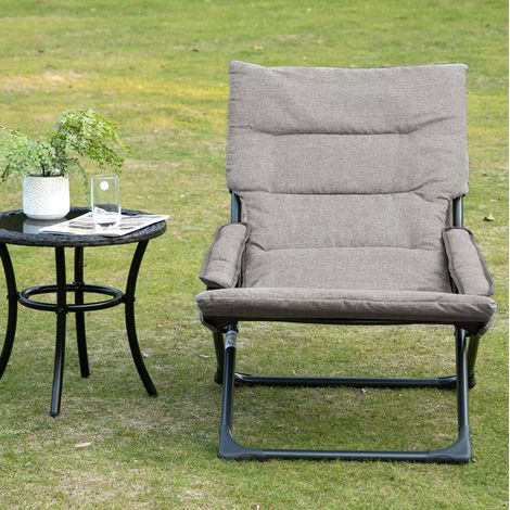 fauteuil salon siège pliable 66x94x79 acier maille gris HAVRYA (1/4)
