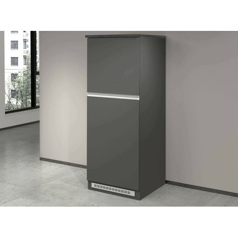 Dmora - Despensa de cocina Plinio, Mueble multiusos, mueble frigorífico de 2 puertas, 100% Made in Italy, 60x60h165 cm, Antracita y Pizarra (1/5)