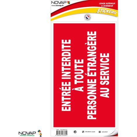 Panneau Entrée interdite a toute personne étrangère au service - Adhésif 330x200mm - 4037851 (1/2)