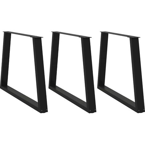 Lot de 3 pieds de table à manger en V réglables 90 x 73 cm design moderne en acier noir